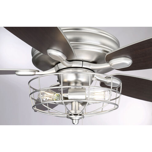 Industrial 52 inch Brushed Nickel with Silver/Chestnut Blades Ceiling Fan
